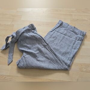 Loft Outlet Linen Blend Cropped Striped Pants Size Small